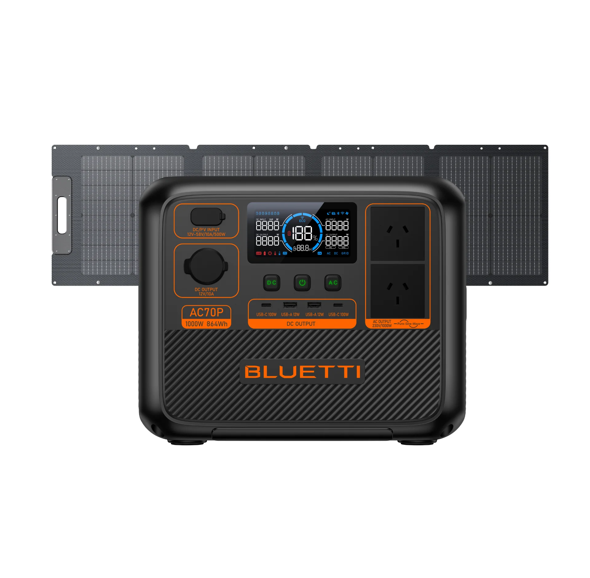 BLUETTI AC70P Portable Power Station | 1000W 864Wh - pvtoev