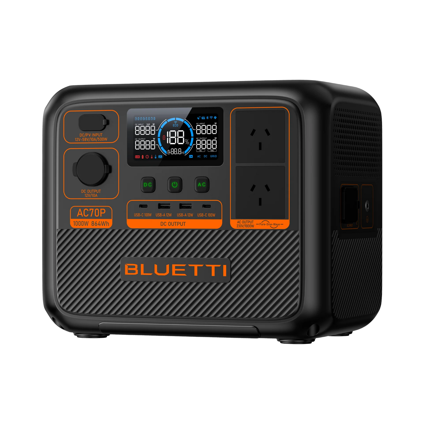 BLUETTI AC70P Portable Power Station | 1000W 864Wh - pvtoev