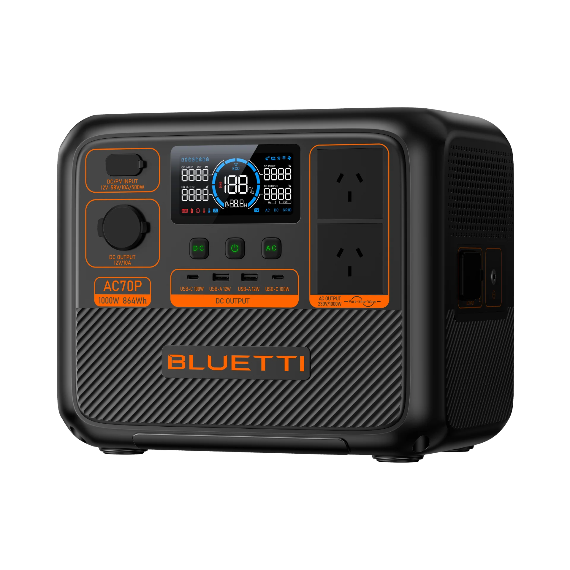 BLUETTI AC70P Portable Power Station | 1000W 864Wh - pvtoev