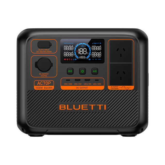BLUETTI AC70P Portable Power Station | 1000W 864Wh - pvtoev