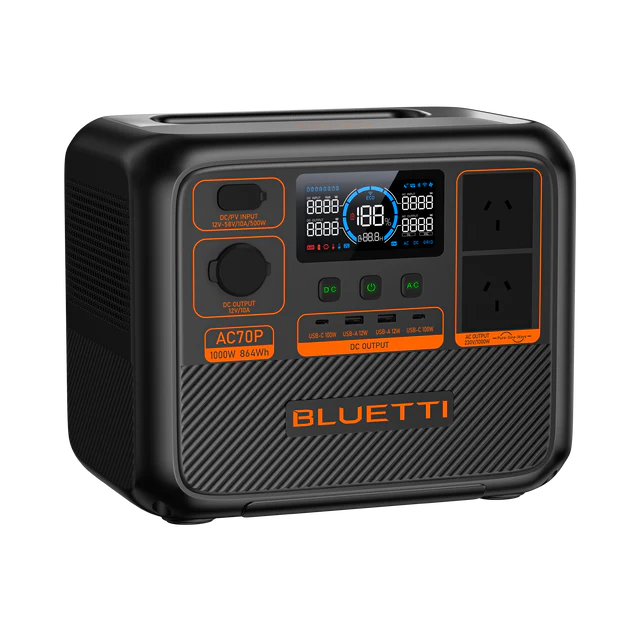 BLUETTI AC70P Portable Power Station | 1000W 864Wh - pvtoev