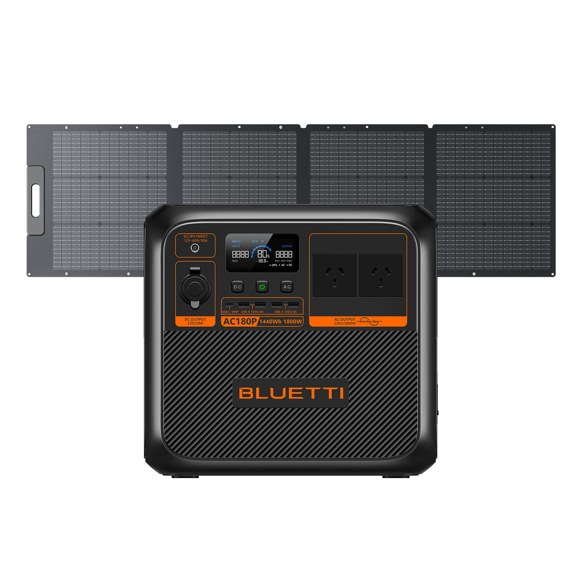 BLUETTI AC180P Solar Portable Power Station | 1,800W 1,440Wh - pvtoev